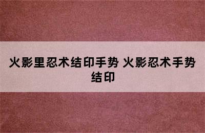 火影里忍术结印手势 火影忍术手势结印